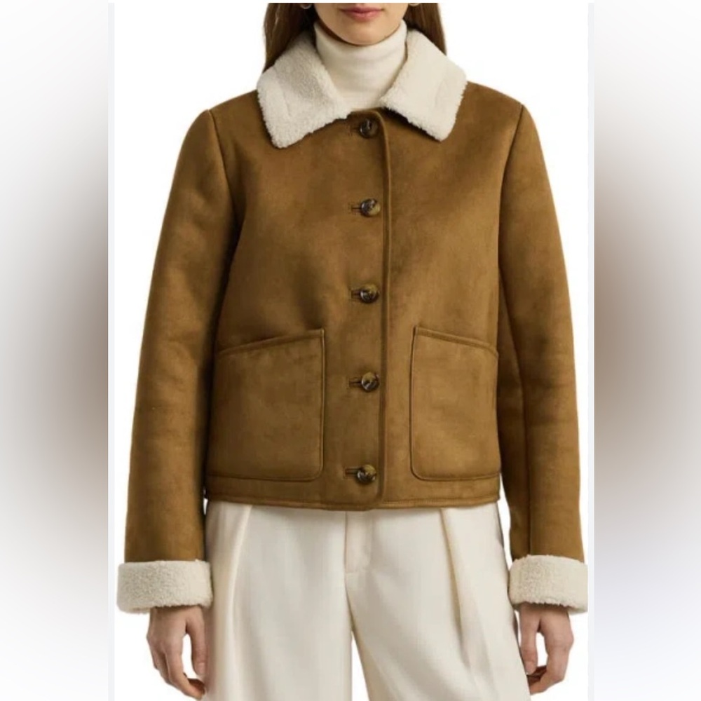 NWT Ralph Lauren Faux Sherling Sued women’s jacket size xl - Picture 2 of 11